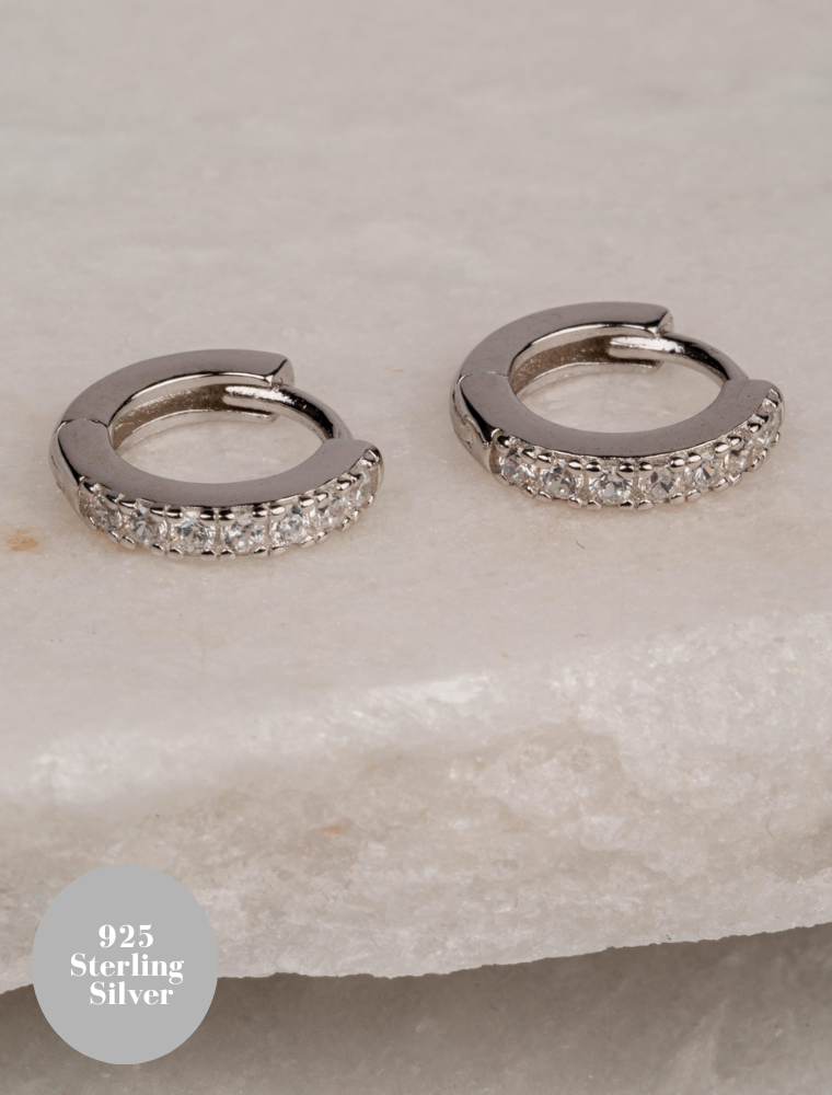 Ava Huggie Earrings - Sterling Silver - Image 8