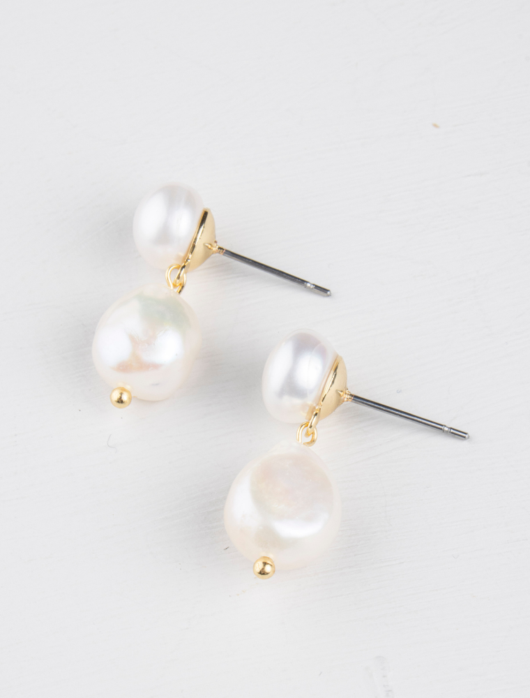 Avery Earrings - Gold Plated/Baroque Pearl - Image 4