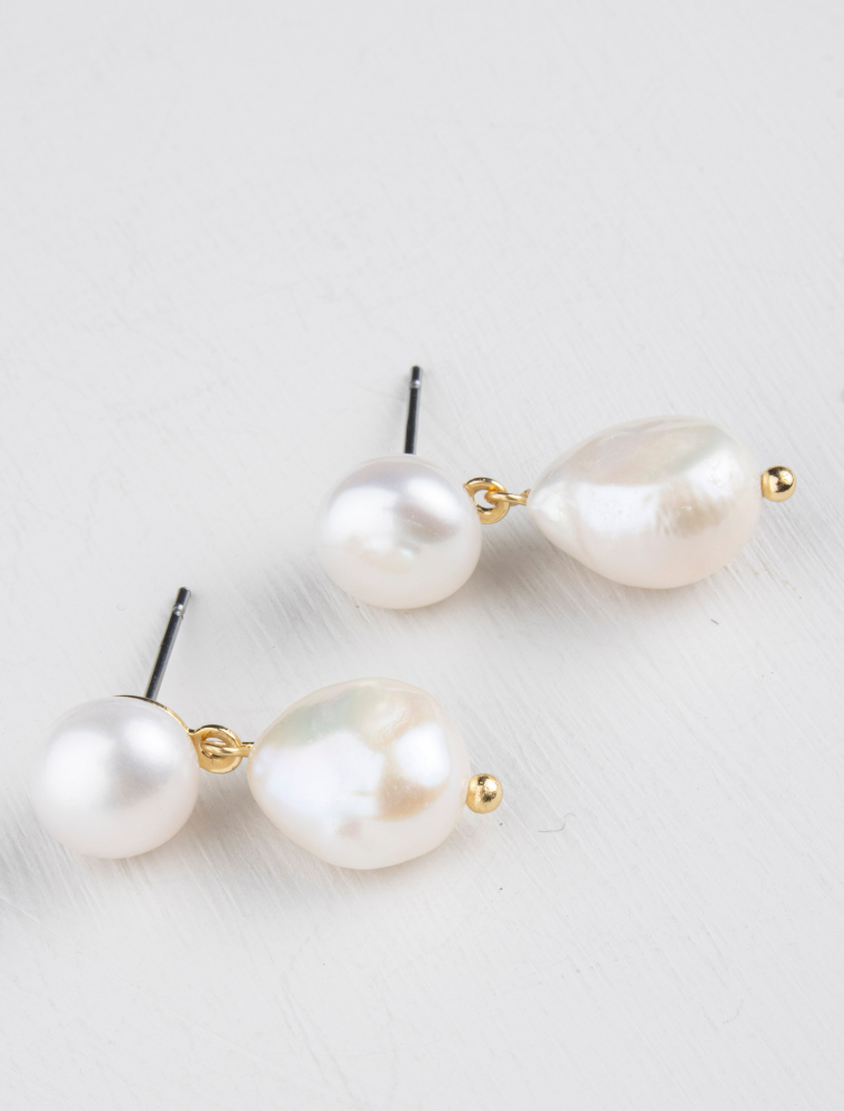 Avery Earrings - Gold Plated/Baroque Pearl - Image 3