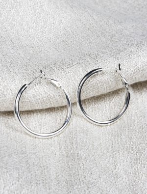 Large Ellie Hoops - Silver Plated