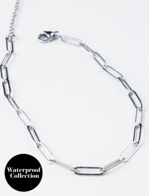 Create Your Own Waterproof Paperlink Charm Anklet - Silver Plated Stainless Steel