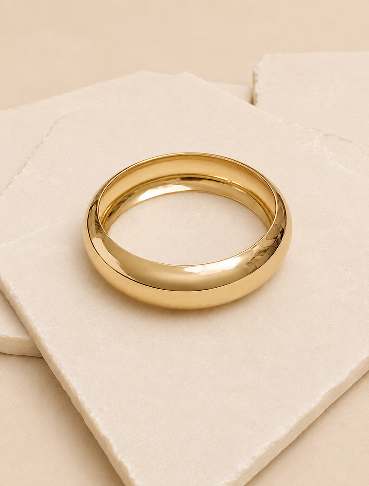 Norah gold chunky bangle-Gold Plated.