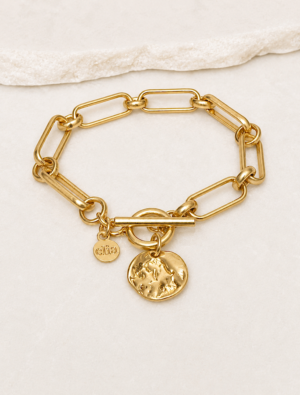 Lucia coin bracelet-Warm gold. 14k Gold Plated.