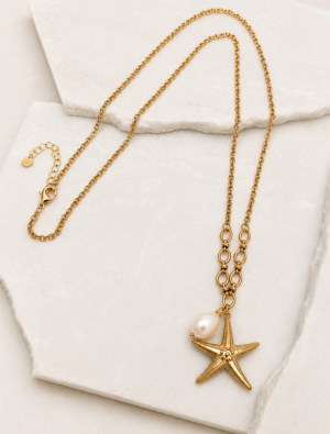Sienna starfish necklace-Warm Gold-14k gold plated.