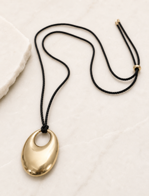 Lola long necklace-14k gold plated/Brown.
