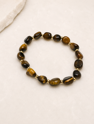 Dora stretch bracelet-14k gold plated/tigers eye.