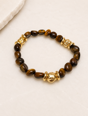 Brea stretch bracelet-14k gold plated/tigers eye.
